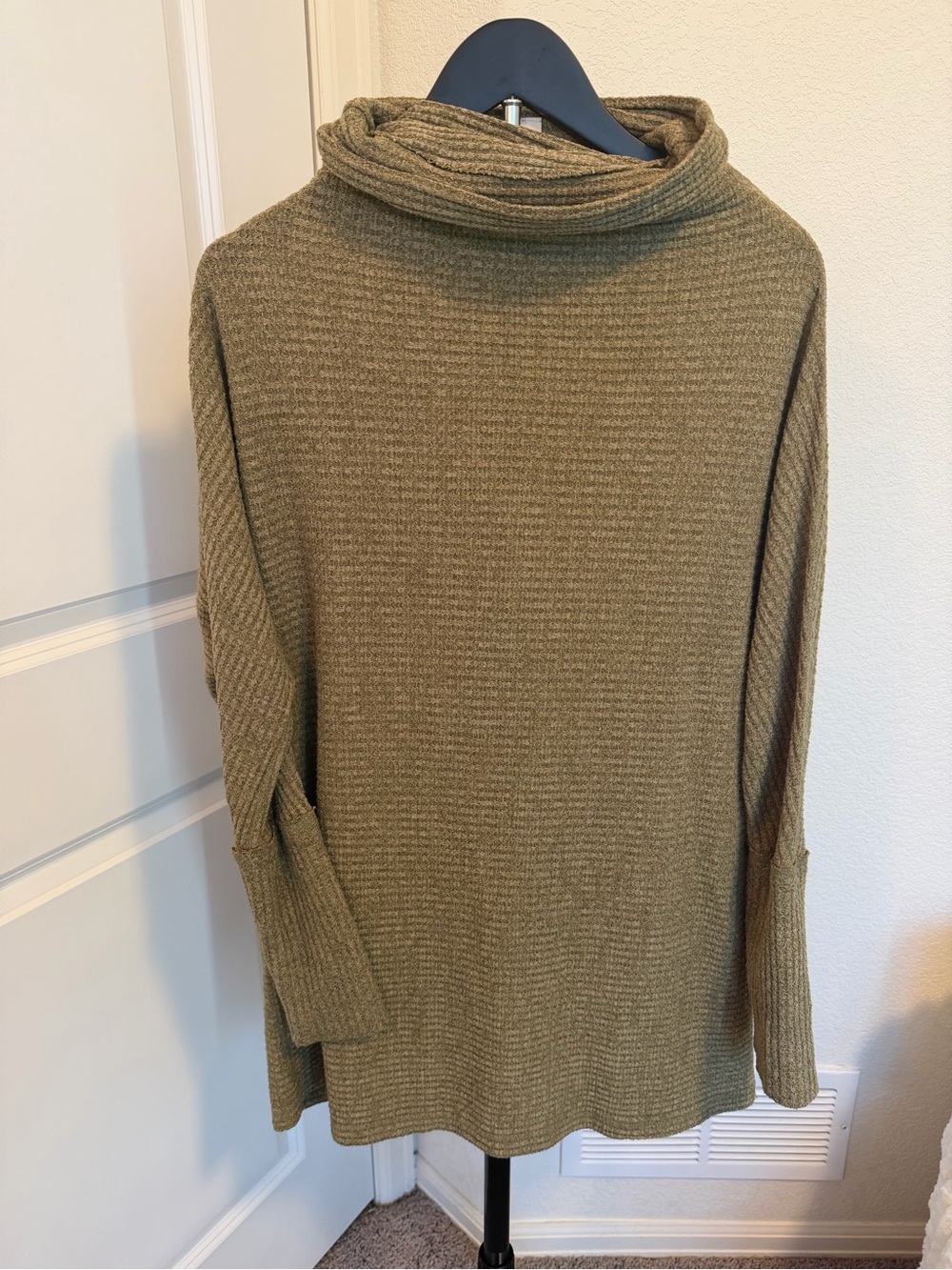 We The Free Cozy Ribbed Crew Sweater in Olive Green